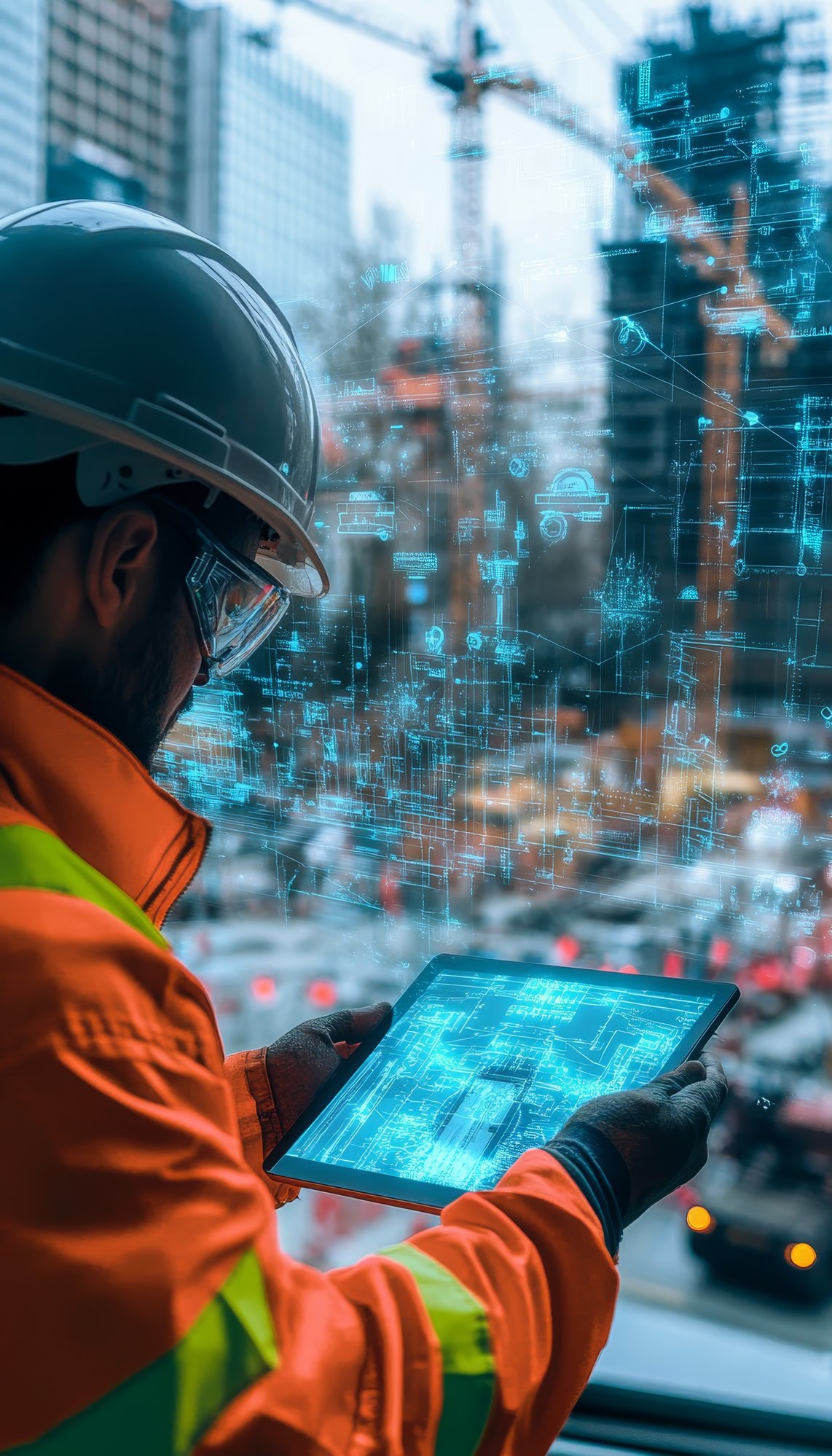 construction-worker-engaged-with-holographic-graphics-amidst-bustling-urban-construction-site
